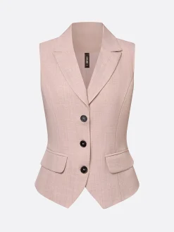 Casual Solid Tailored Lapel Collar Vest