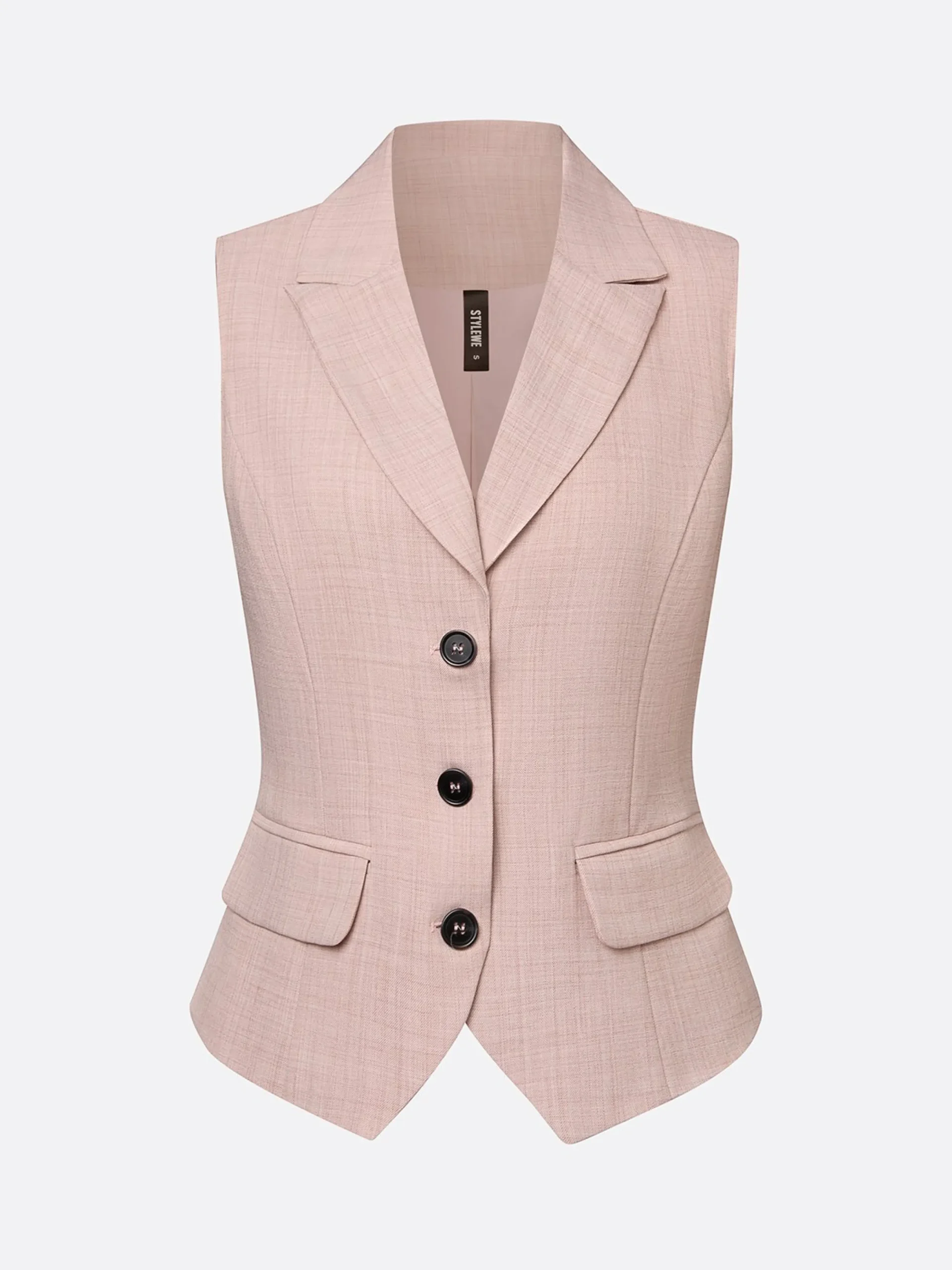 Casual Solid Tailored Lapel Collar Vest
