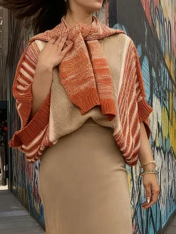 Casual Striped Crew Neck Loosen Sweater
