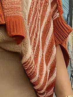 Casual Striped Crew Neck Loosen Sweater