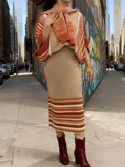 Casual Striped Crew Neck Loosen Sweater