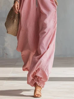 Casual Striped Loosen Overall Jumpsuit