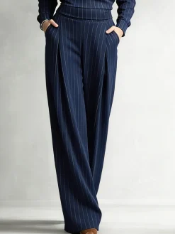 Casual Striped Straight Pants