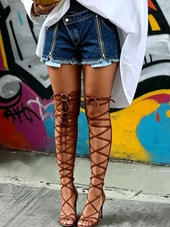Casual Zipper Denim Shorts