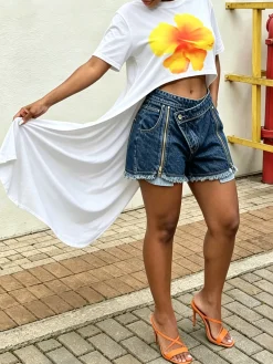 Casual Zipper Denim Shorts
