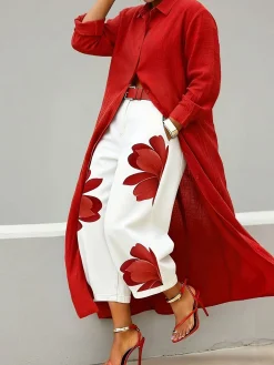 Casual Zipper Loose Bloomers Ankle Pants O-Line Daily Trousers