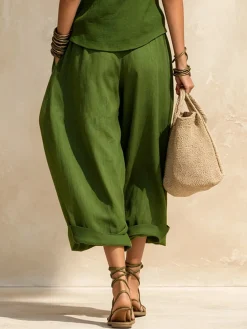 Cotton And Linen Casual Plain Pants