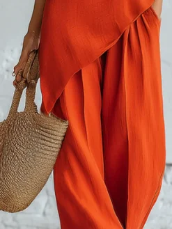 Cotton And Linen Casual Plain Straight Pants