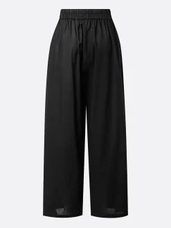 Cotton Casual Plain Wide Leg Pants