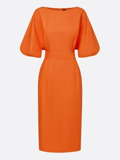 Cotton Elegant Plain Crew Neck Midi Dress