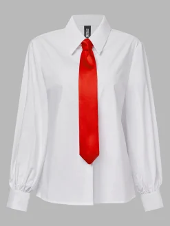 Cotton Urban Plain Buttoned Shirt With Tie