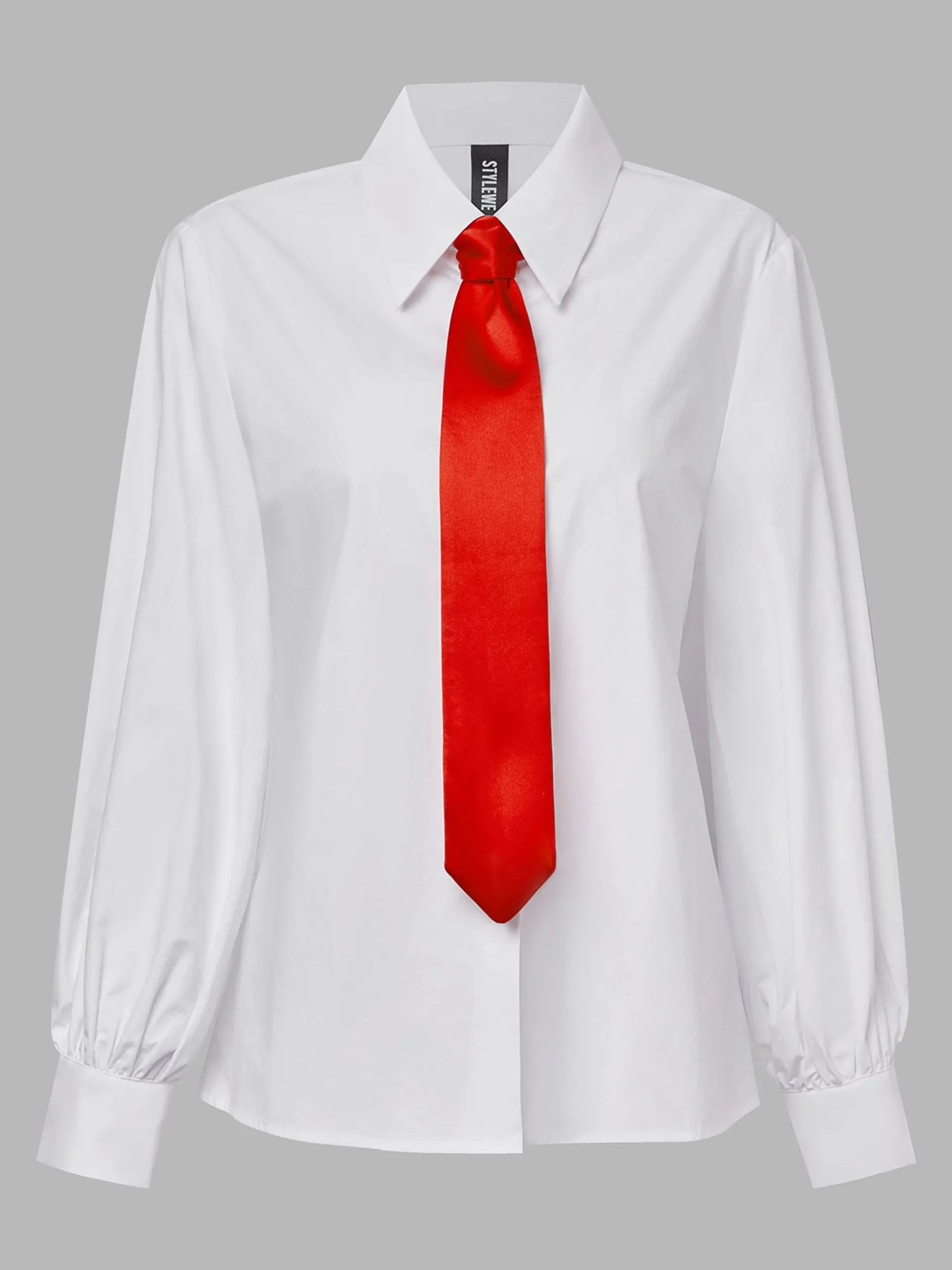 Cotton Urban Plain Buttoned Shirt With Tie