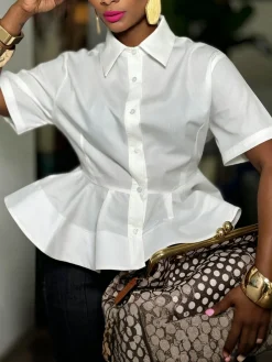 Cotton Urban Plain Shirt Collar Shirt