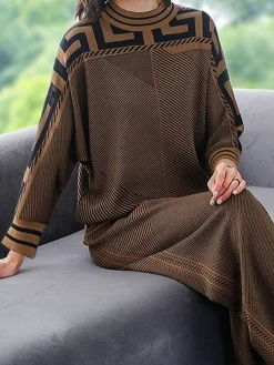 Crew Neck Loose Urban Geometric Sweater