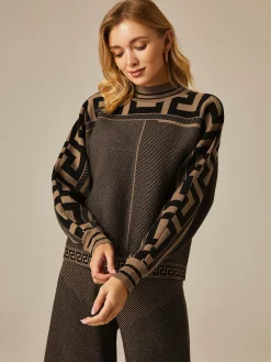 Crew Neck Loose Urban Geometric Sweater