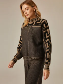 Crew Neck Loose Urban Geometric Sweater