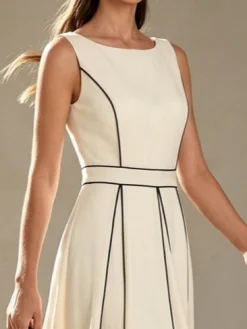 Crew Neck Plain Elegant Dress With No