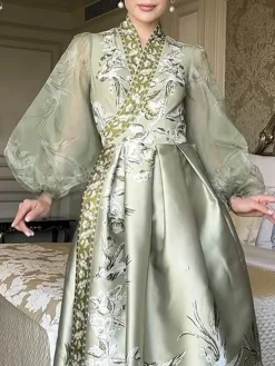 Cross Neck Elegant Regular Fit Dress