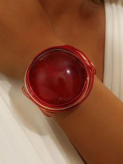 Crystal big gem handmade bracelet exaggerated cross retro egg-shaped bracelet