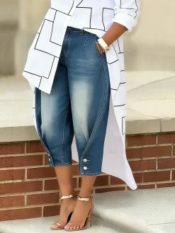 Denim Buttoned Casual Jeans