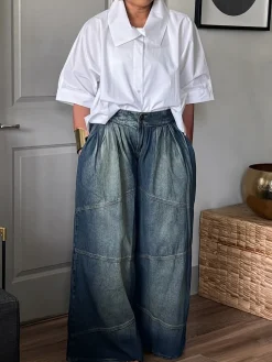 Denim Casual Loose Jeans Straight pants