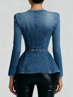 Denim Urban Plain Asymmetric Top