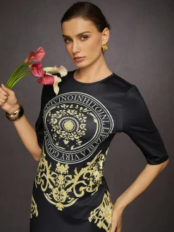 Elegant Artistic 3D Floral Midi Dress