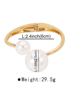 Elegant Asymmetrical Faux Pearl Cuff Bracelet