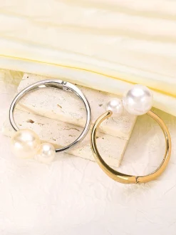 Elegant Asymmetrical Faux Pearl Cuff Bracelet