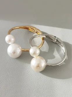 Elegant Asymmetrical Faux Pearl Cuff Bracelet