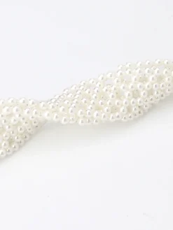 Elegant Braided Imitation Pearl Wide Belt Dress Decorative Waist Belt