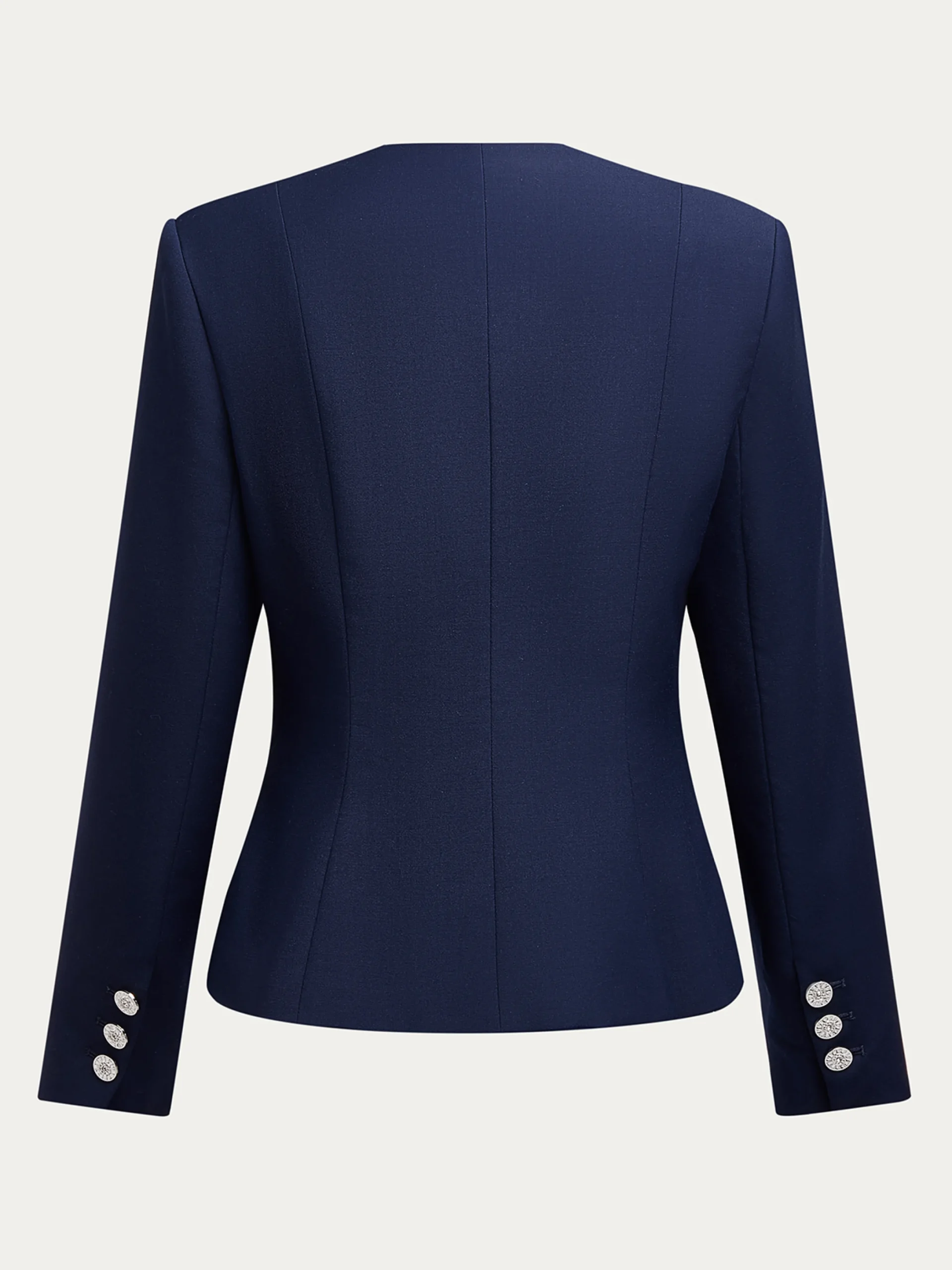 Elegant Buttoned Plain Square Neck Blazer