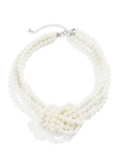 Elegant Color-block Faux Pearl Bead Multi-layer Necklace