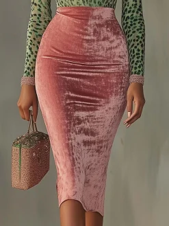 Elegant Color Block Split Joint V Neck Knee Length Dress