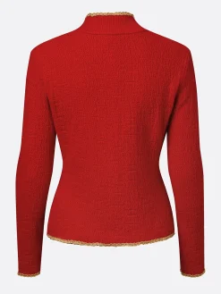 Elegant Color Block Webbing Mock Neck Sweater Cardigan