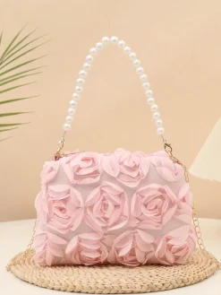 Elegant 3D Floral Clutch Bag