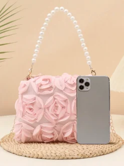 Elegant 3D Floral Clutch Bag