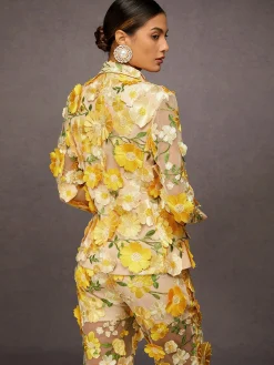 Elegant Exquisite Embroidered Floral Lapel Blazer