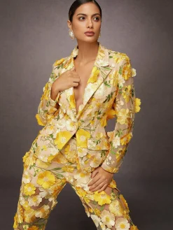 Elegant Exquisite Embroidered Floral Lapel Blazer