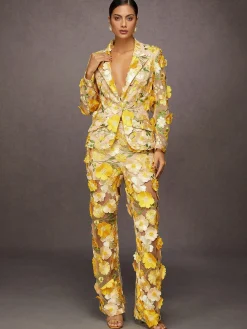 Elegant Exquisite Embroidered Floral Lapel Blazer