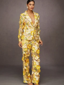 Elegant Exquisite Embroidered Floral Lapel Blazer