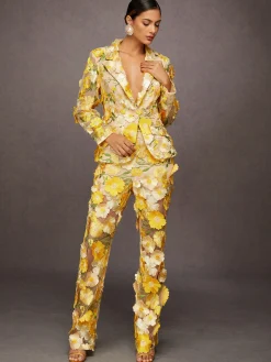 Elegant Floral Embroidery Pants