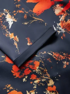 Elegant Floral Lapel Collar Knee Length Dress