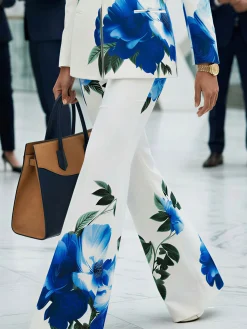 Elegant Floral Printing Flare Pants
