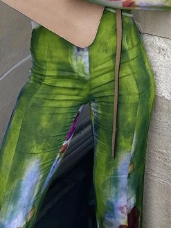 Elegant Floral Printing Flare Pants