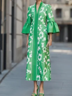 Elegant Floral Printing Maxi Dress