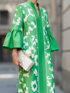 Elegant Floral Printing Maxi Dress