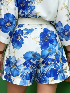 Elegant Floral Printing Straight Pants Shorts