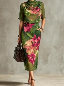 Elegant Floral Stand Collar Blouse