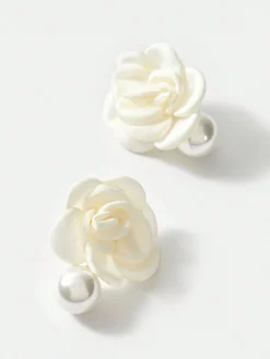 Elegant Flower Imitation Pearl Dangle Earrings